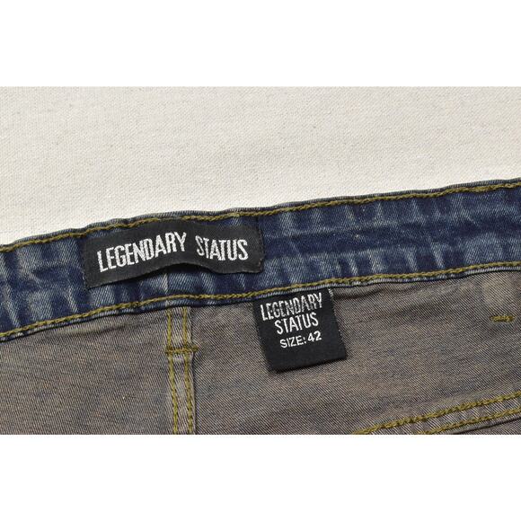 Legendary Status Men's Denim Jean Shorts Regular Size 42 Blue Cotton Baggy - Picture 6 of 8